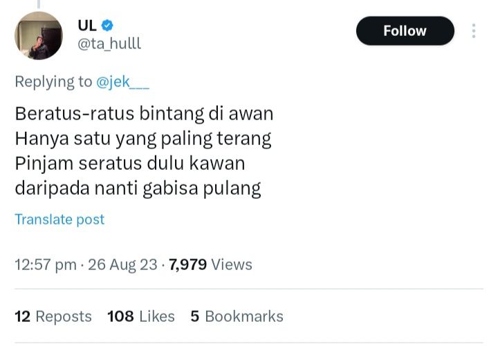 Pantun Pinjam Dulu Seratus Ala Warganet Kocak Semua