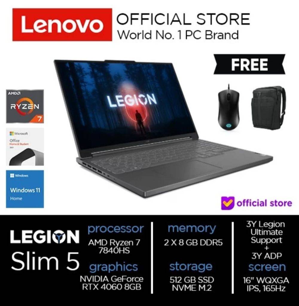 Spesifikasi Lenovo Legion Slim 5 16APH8, Gaming Serbabisa