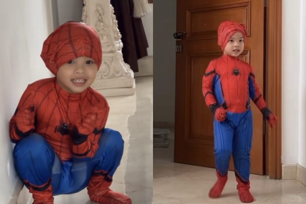 7 Potret Gala Sky Cosplay Jadi Spider-Man, Malah Mirip Oma Dewi?