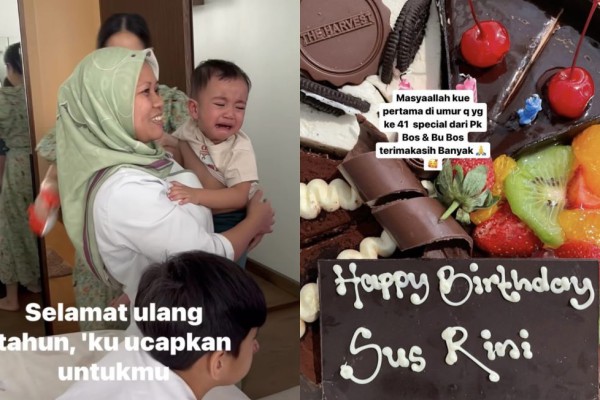 7 Potret Sus Rini Dapat Kejutan Ultah Sederhana dari Raffi-Nagita