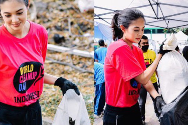8 Potret Aurelie Moeremans Relawan Kebersihan di BKT, Tangguh!