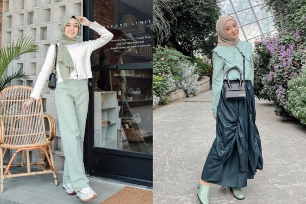 7 Inspirasi Outfit Bernuansa Warna Mint ala Meirani Amalia Putri
