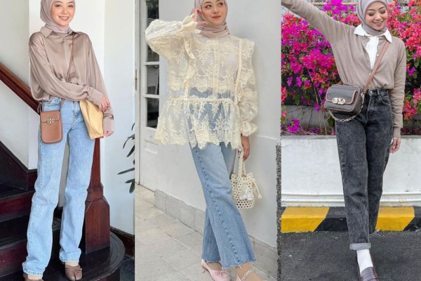 9 Ide OOTD Kasual Hijab dengan Celana Jeans ala Meirani Amalia