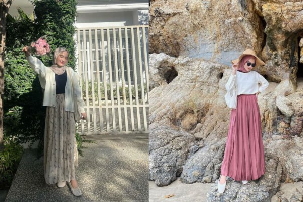 9 Ide Outfit Hijab dengan Pleated Skirt ala Cut Indah Sundari, Calm!