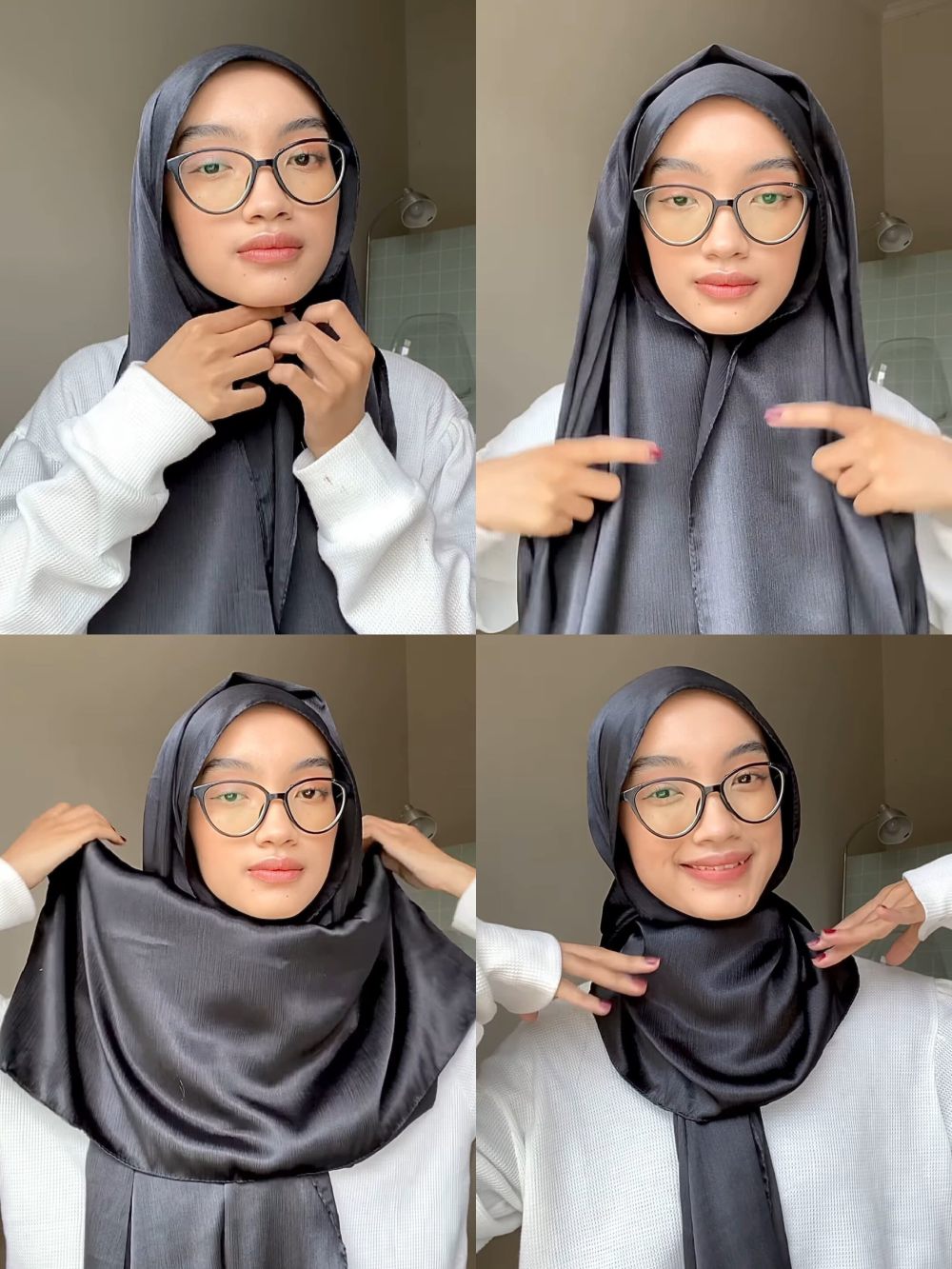 7 Tutorial Hijab Pashmina Berbahan Silk, Mudah dan Rapi