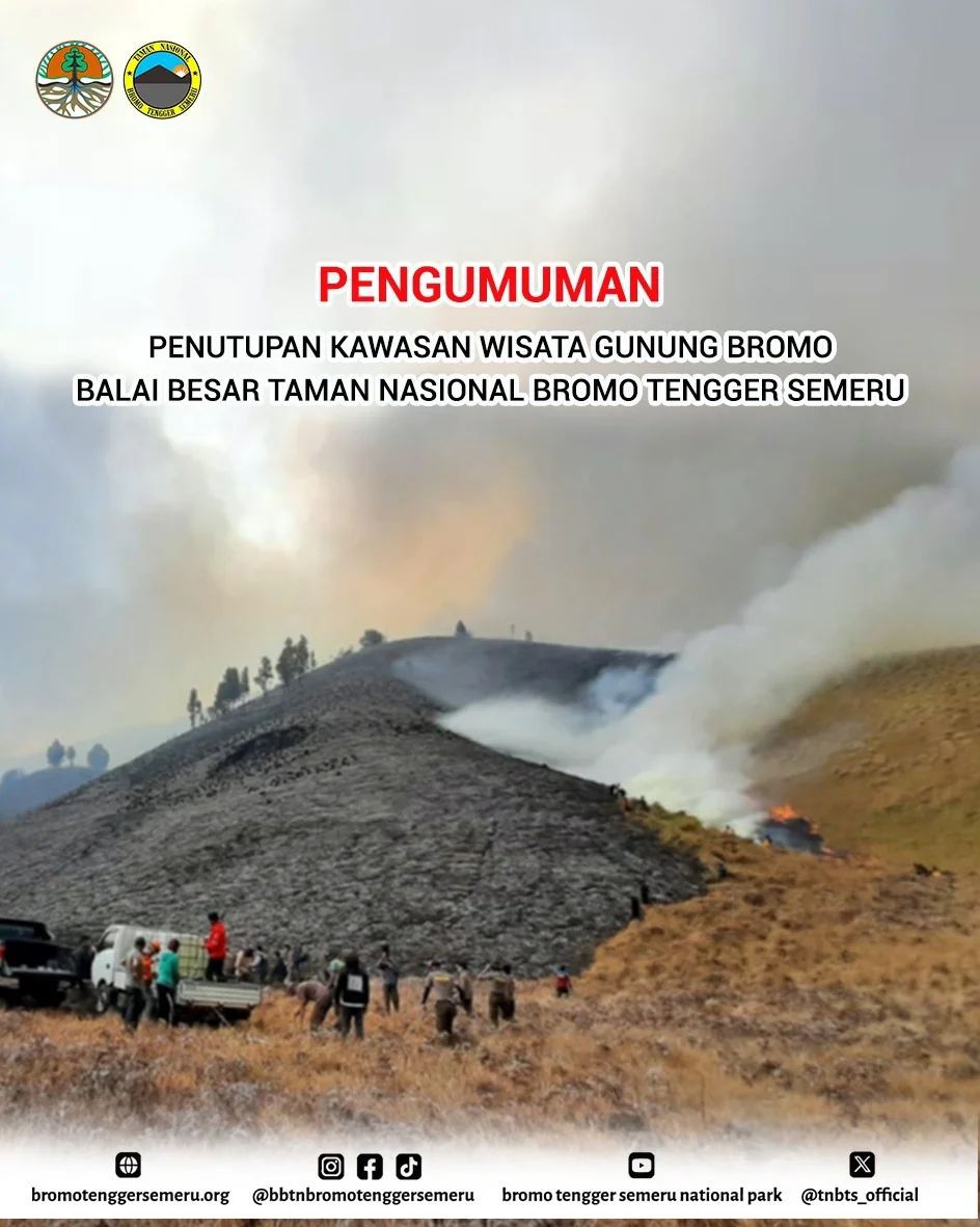 Gunung Bromo Ditutup Total Setelah Kebakaran Kian Meluas