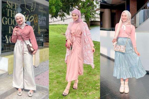 10 Ide OOTD Hijab Nuansa Pink ala Bellatrix Firstqila, Manis