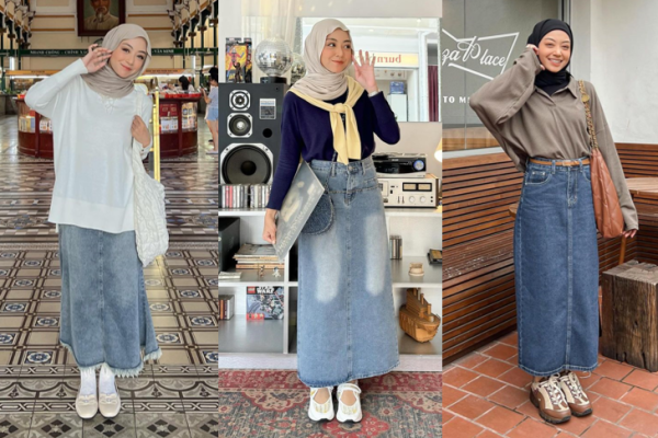 OOTD Hijab Pakai Rok Jeans ala Meirani Amalia