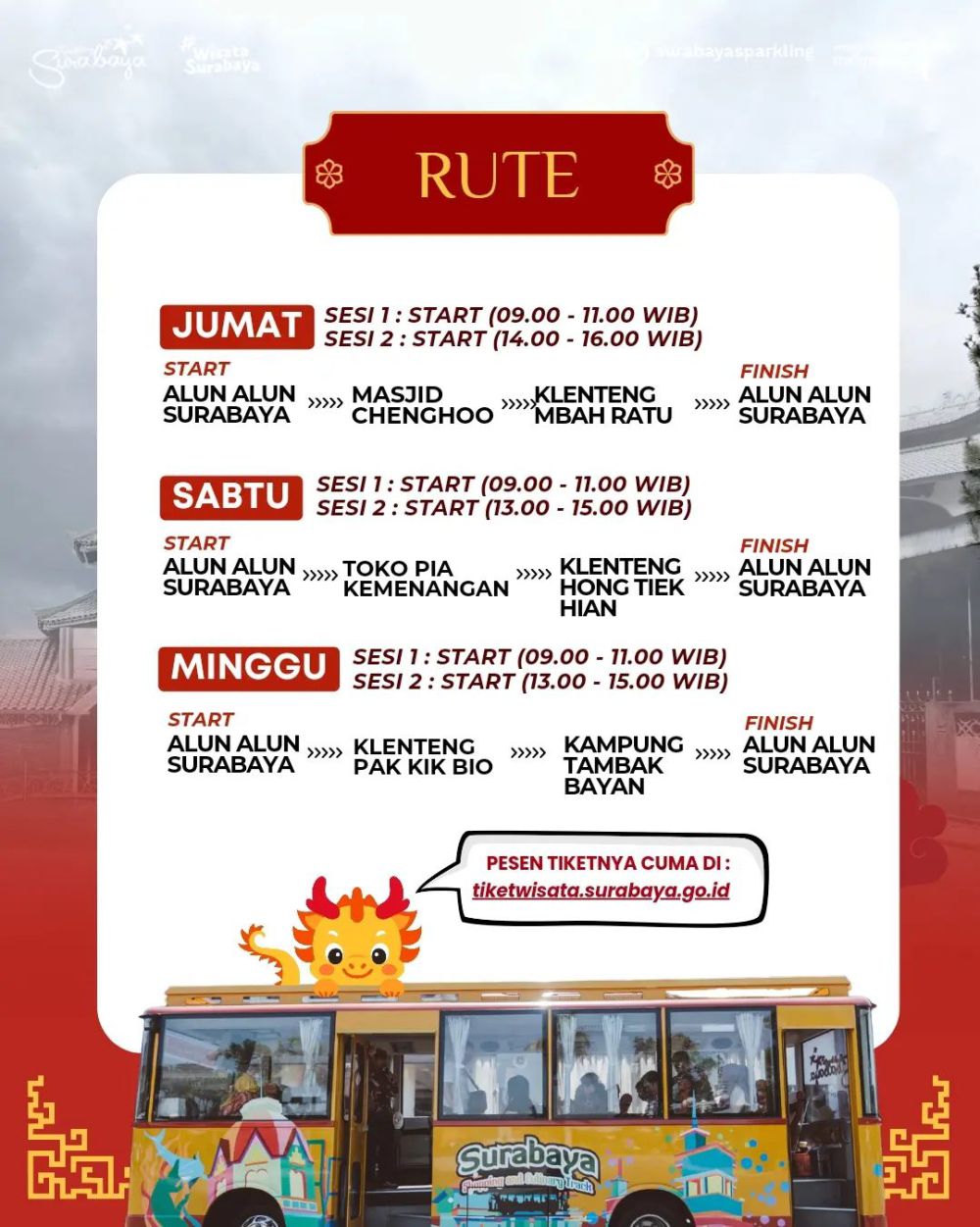 Rute Bus SSCT Februari-Maret 2024, Edisi Wisata Pecinan Surabaya