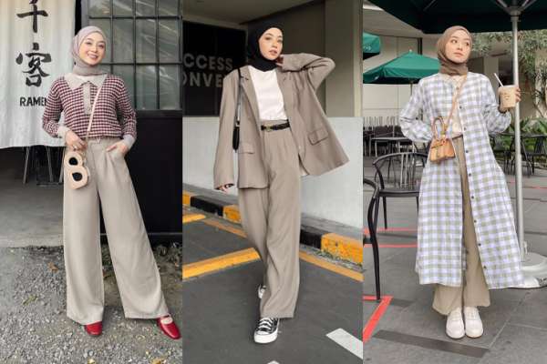 11 OOTD Hijab Pakai Celana Cokelat Susu ala Meirani Amalia