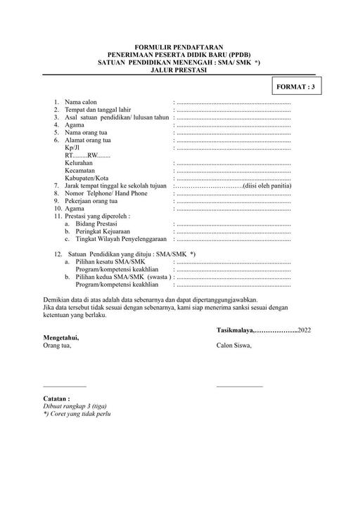 7 Contoh Formulir Pendaftaran Siswa Baru