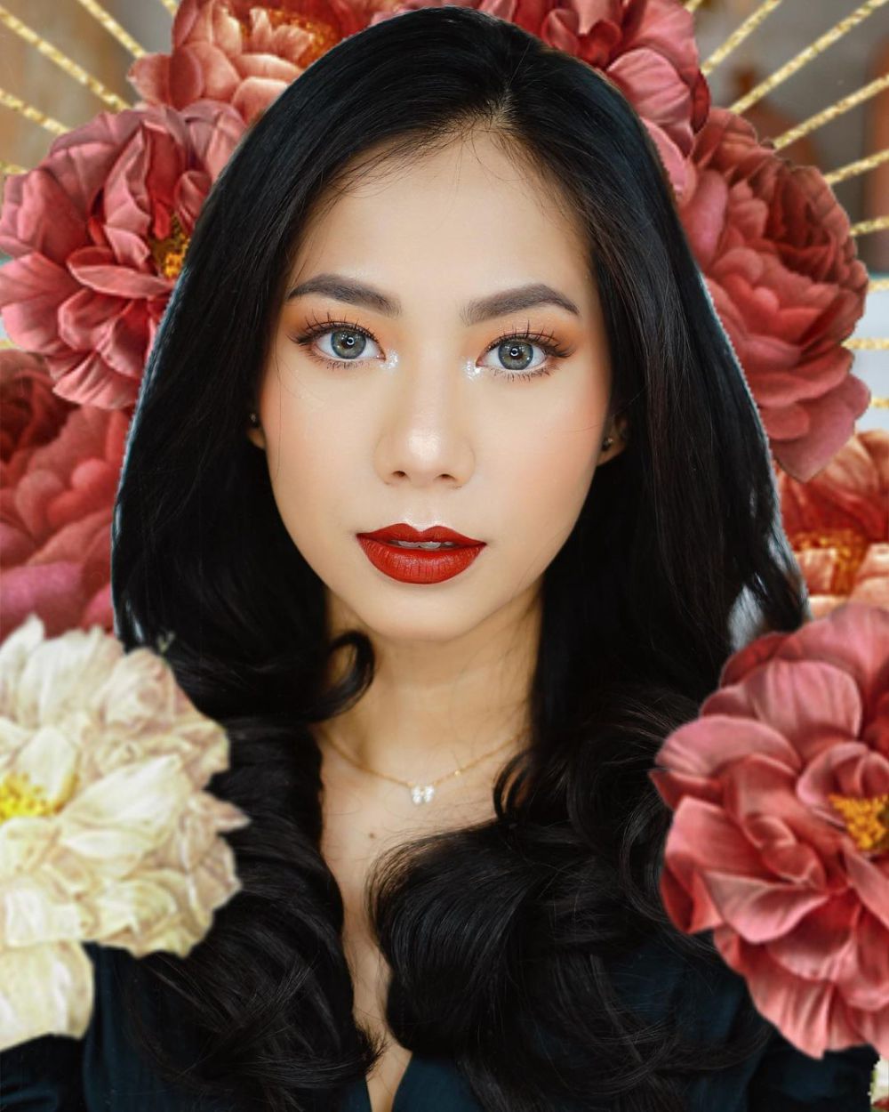 Ide Party Makeup Look dengan Lipstik Merah ala Abel Cantika