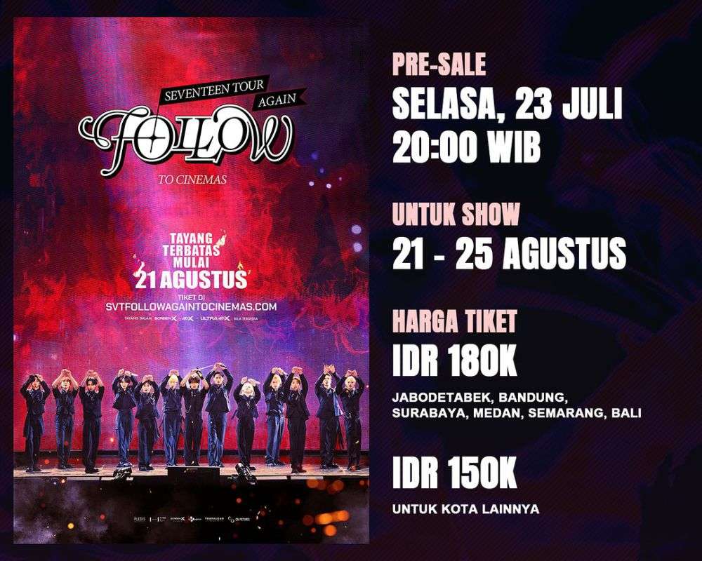 Harga Tiket Film Konser SEVENTEEN Tour Follow Again