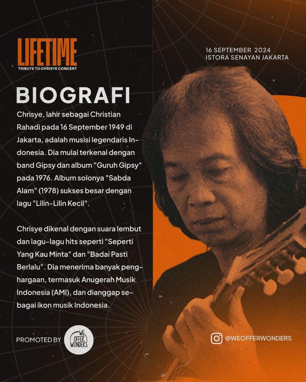 Harga Tiket Konser LIFETIME: Tribute to Chrisye 2024