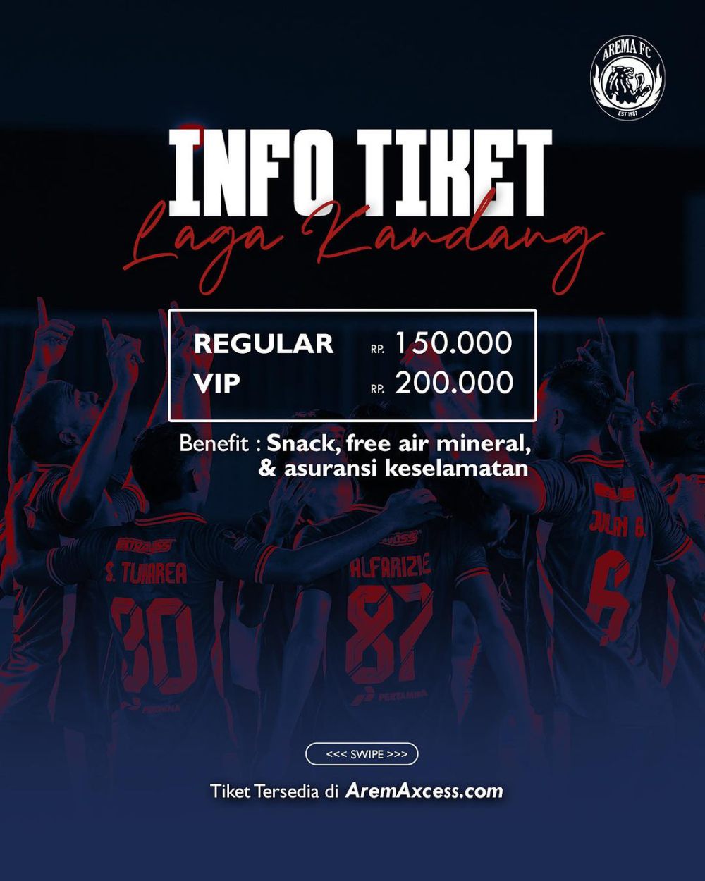 Laga Home Perdana Arema FC di Blitar Dibatasi 3 Ribu Penonton