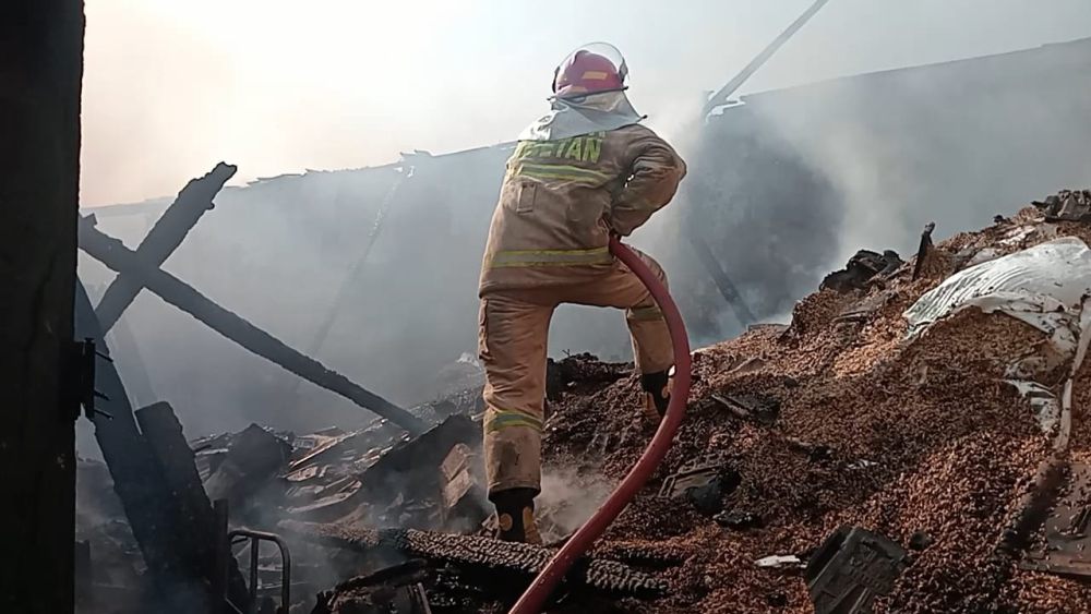 Puluhan Ton Padi dan Beras di Penggilingan Magetan Terbakar