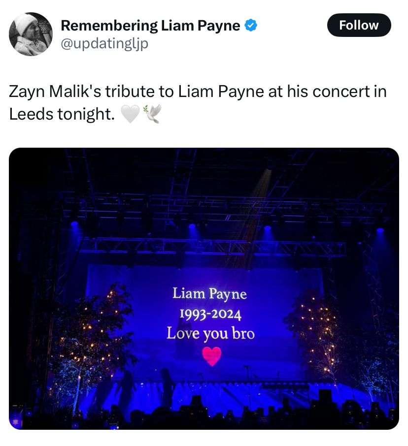 Zayn Malik Kenang Liam Payne di Konser Perdananya di 2024