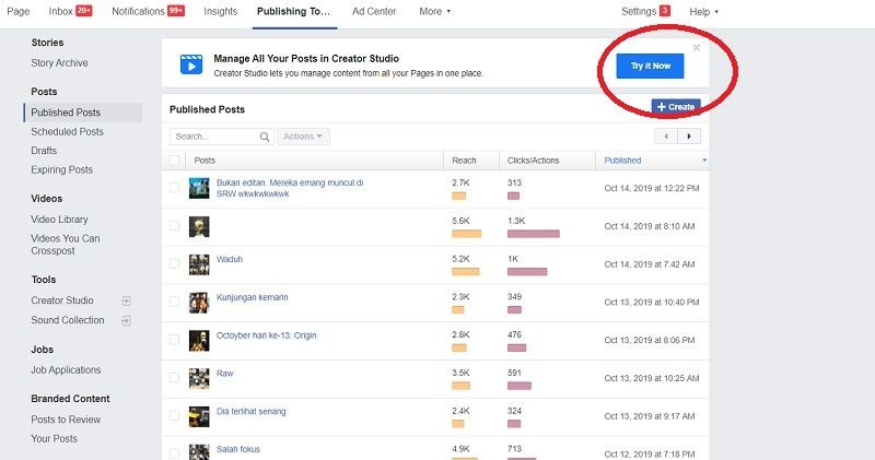 schedule pos facebook - creator studio publishing tools