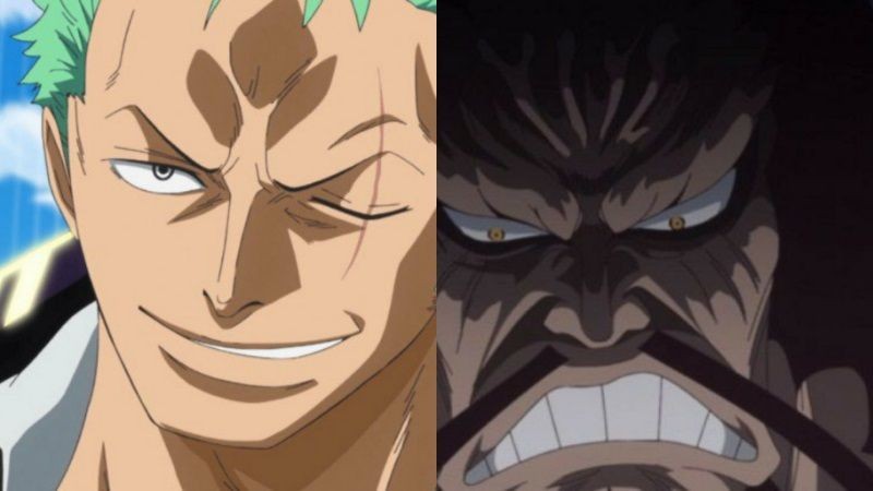 ilustrasi Roronoa Zoro (kiri) dan Kaido (kanan)