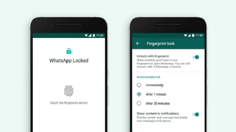 fingerprint lock whatsapp