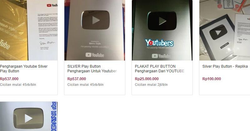 YouTube Play Button Palsu Dijual Online, ini Tindakan E-Commerce