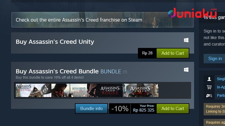 Kena Bug, Assassin's Creed Unity Hanya 28 Rupiah di Steam!