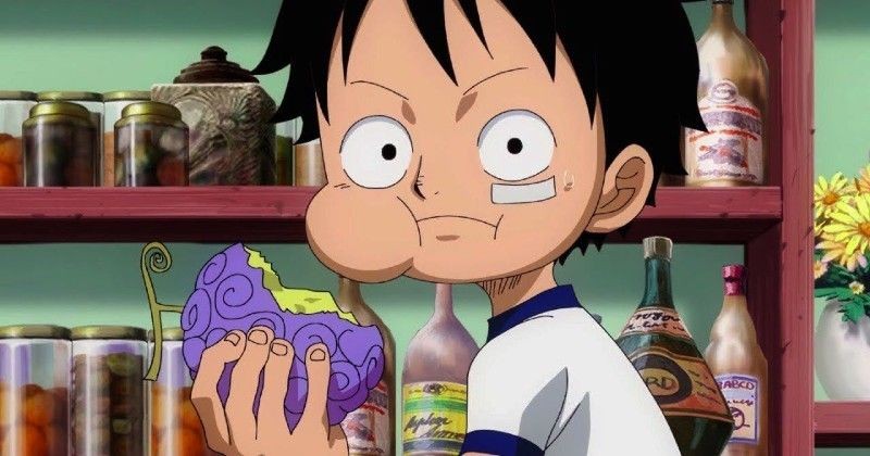 kid child luffy eats devil fruit gomu gomu no mi one piece