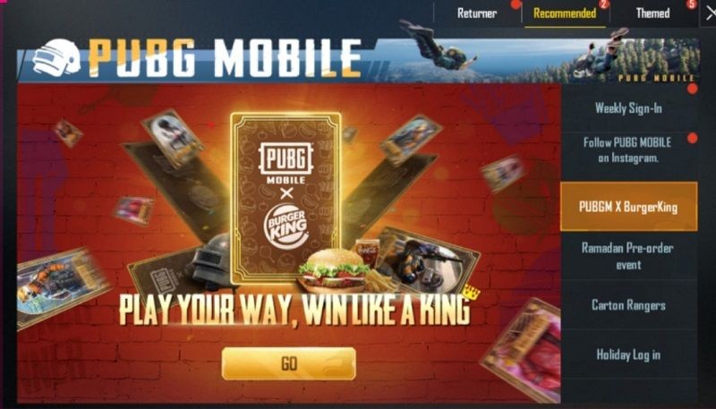 Dapatkan Skin Gratis PUBG Mobile dalam Event Kolaborasi Burger King!