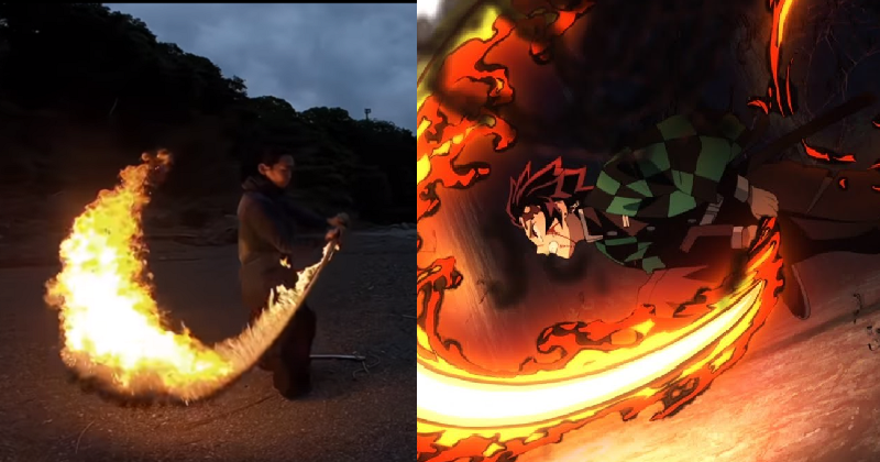Mirip Tanjiro! Pria Jepang Ini Jago Bermain Katana dengan Api!