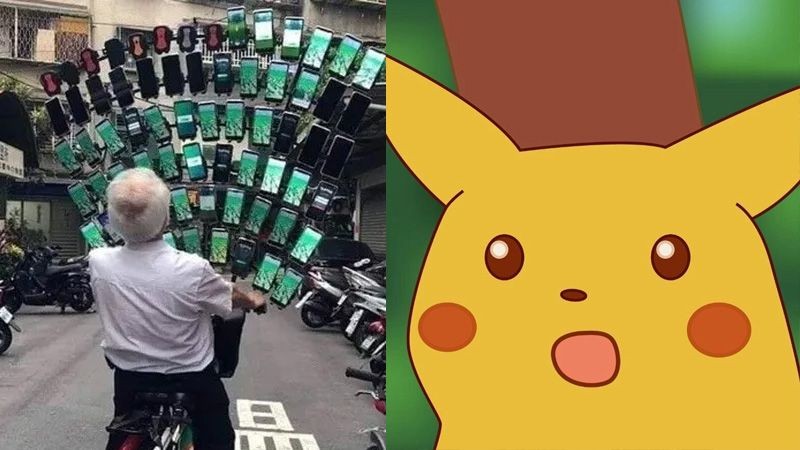 Kakek Legend Pemain Pokemon GO Evolusi Sepedanya dengan 64 Smartphone!