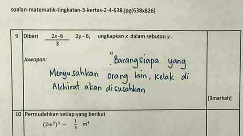 10 Jawaban Ngawur di Soal Ujian Sekolah, Bikin Ngakak Sekaligus Mikir