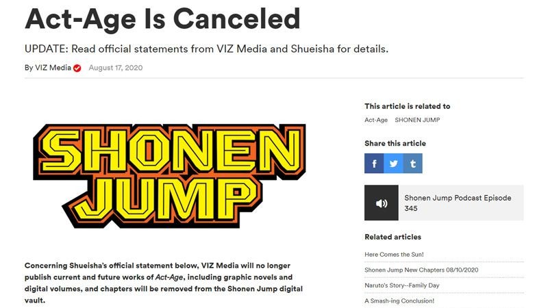 m&c! Hentikan Serialisasi Manga Act-Age di Indonesia