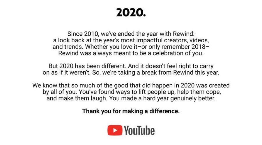 youtube rewind 2020