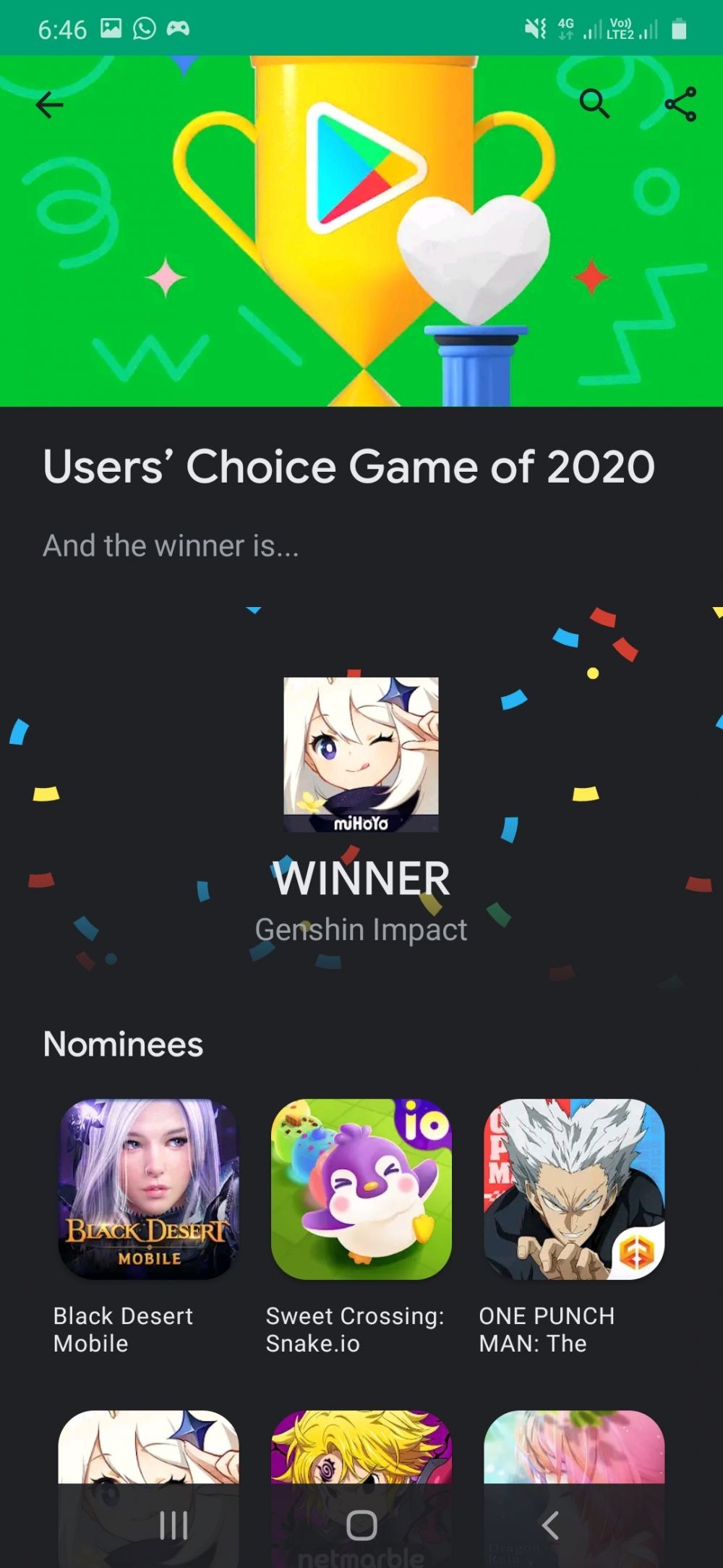 Genshin Impact Juara? Ini Pemenang Best Games Google Play 2020!