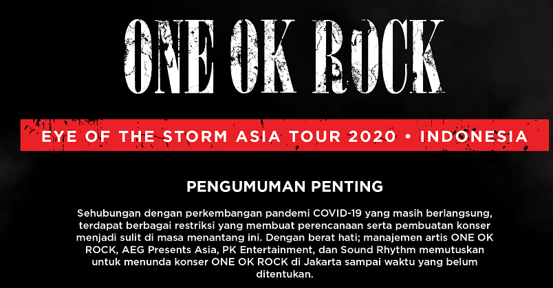 Konser ONE OK ROCK di Indonesia Resmi Ditunda