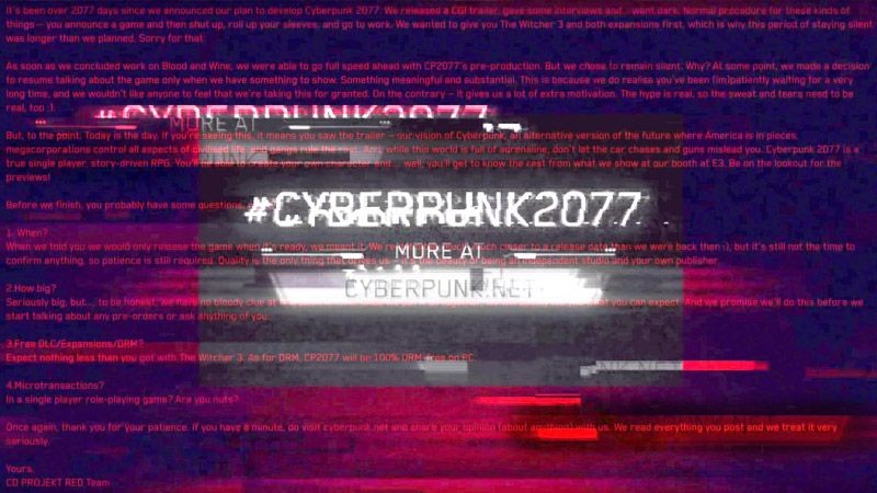 Ada Pesan Rahasia di Trailer Baru Cyberpunk 2077!