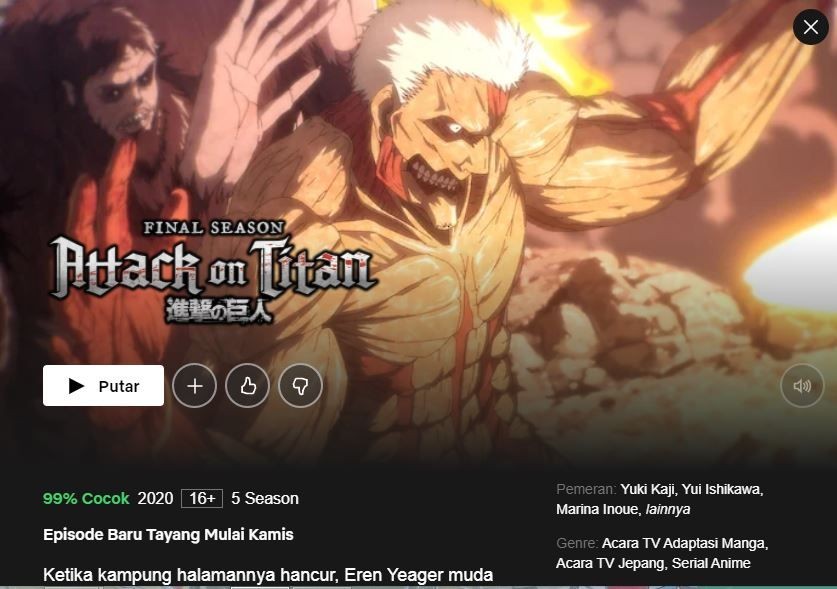 Attack on Titan Final Season Netflix Indonesia