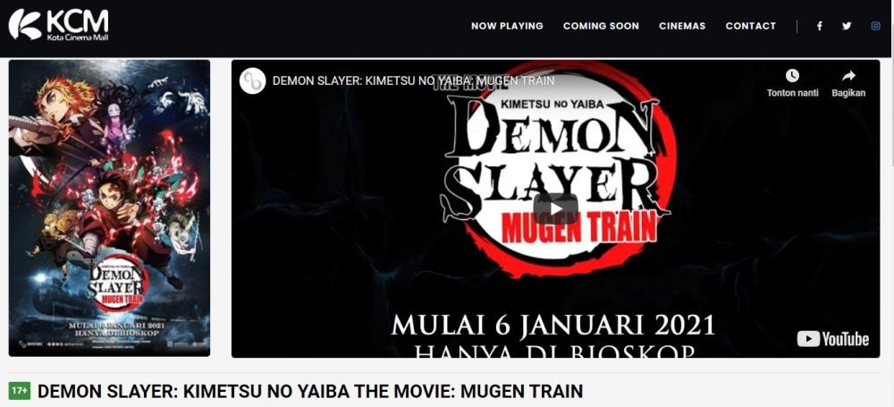 6 Jajaran Bioskop Indonesia yang Menayangkan Kimetsu no Yaiba Movie 