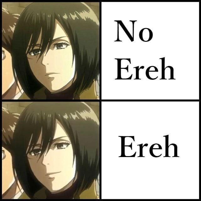 Bucin Banget! Ini 8 Meme Mikasa Ngebucin si Eren di Attack on Titan!