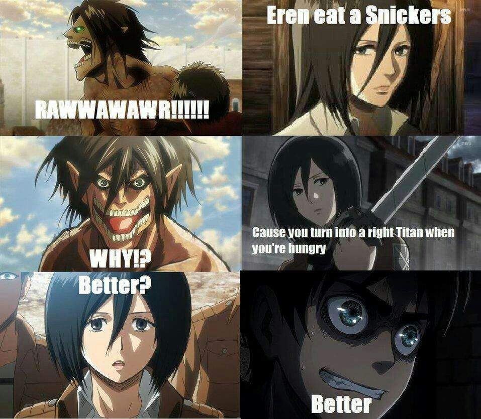 Bucin Banget! Ini 8 Meme Mikasa Ngebucin si Eren di Attack on Titan!