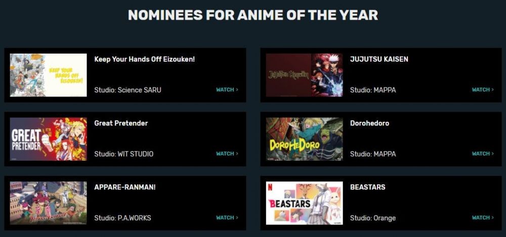 Jujutsu Kaisen Menangkan Anime of The Year di Crunchyroll Awards 2021!