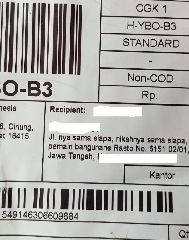 Catatan kocak di paket