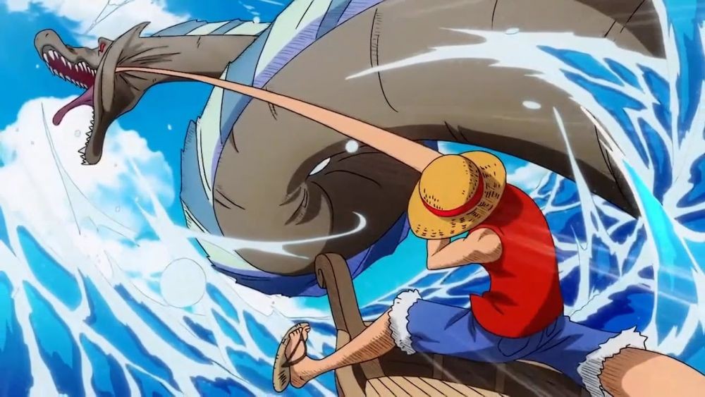 Luffy memukul Sea Monster