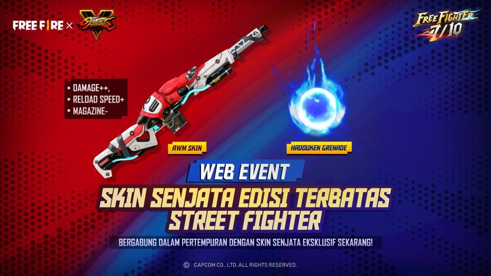 Ryu Bawa Senapan! Ini Dia Kolaborasi Free Fire x Street Fighter V!