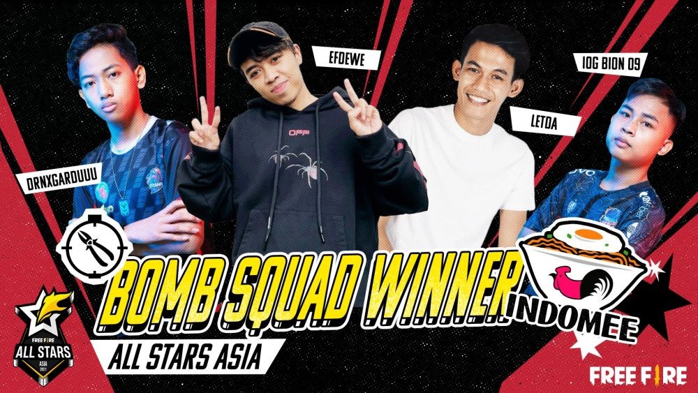 Tim Indonesia Menjuarai Free Fire All Stars 2021 Asia Bomb Squad!