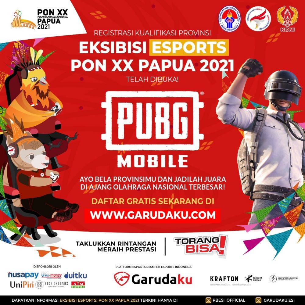 Pendaftaran PUBG Mobile untuk PON XX Papua 2021 Telah Dibuka!