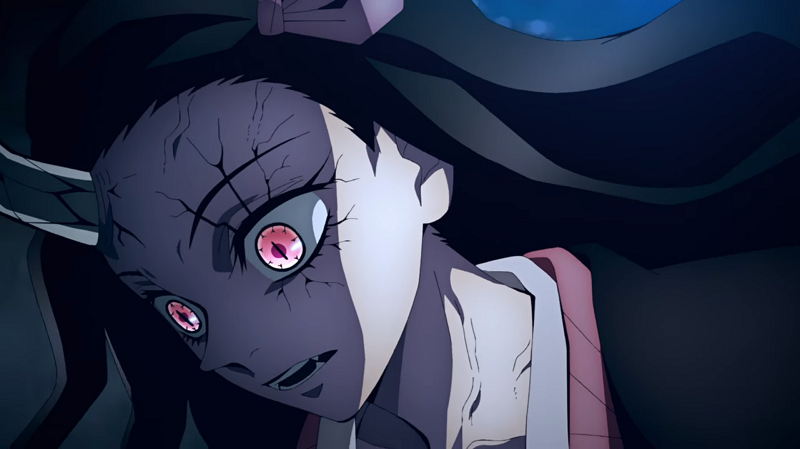 Wajah Nezuko di episode 7 Entertainment District arc Kimetsu no Yaiba