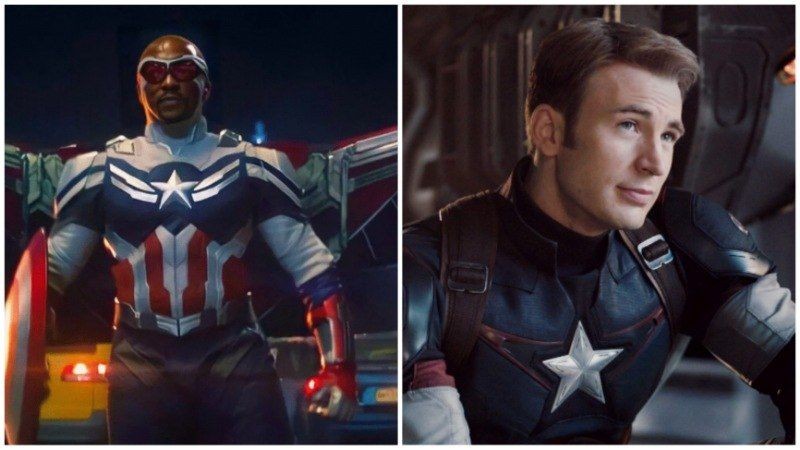 Captain America Sam Wilson (kiri) dan Steve Rogers (kanan)