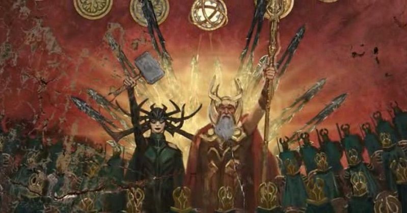 Lukisan Hela dan Odin di Thor: Ragnarok