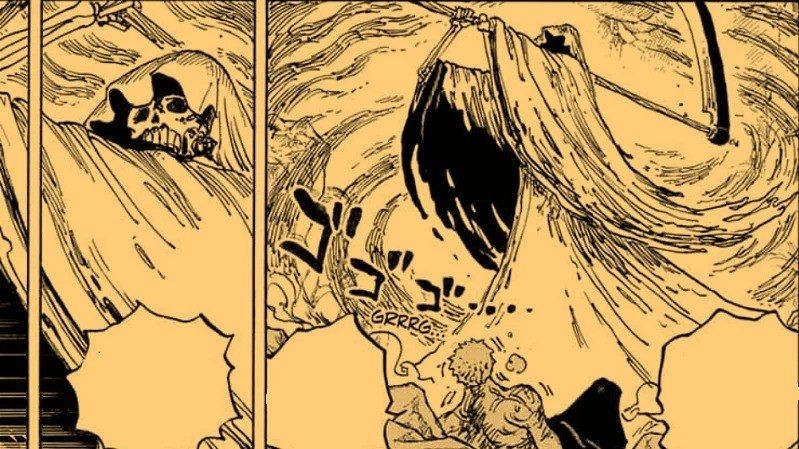 Makhluk misteri yang muncul di depan Zoro di bab 1038. (Dok. Shueisha/One Piece)
